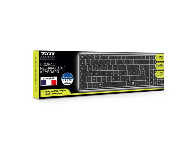 Clavier sans fil Port Designs Bluetooth rechargeable AZERTY FR noir