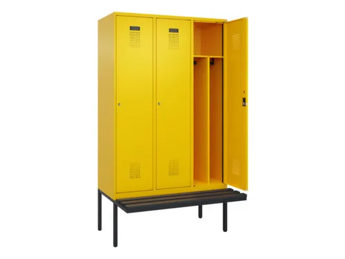 locker met bank,voor scheiding van kleding,HxBxD 2120x1200x815mm,3vak