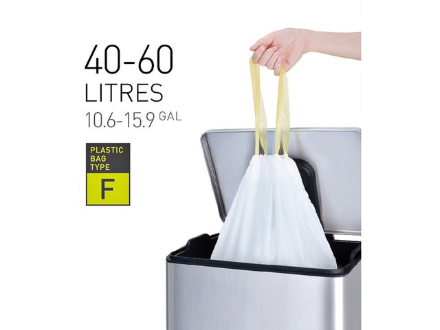 Sac poubelle EKO MDPE type F avec lien coulissant 40-60L 64x75cm blanc