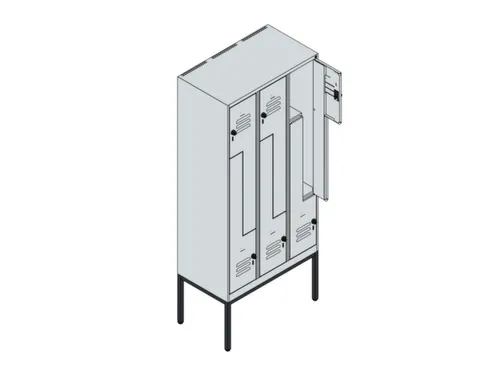 Z-garderobekast,HxBxD 2120x900x500mm,vak B 150/300mm,cil.-slot