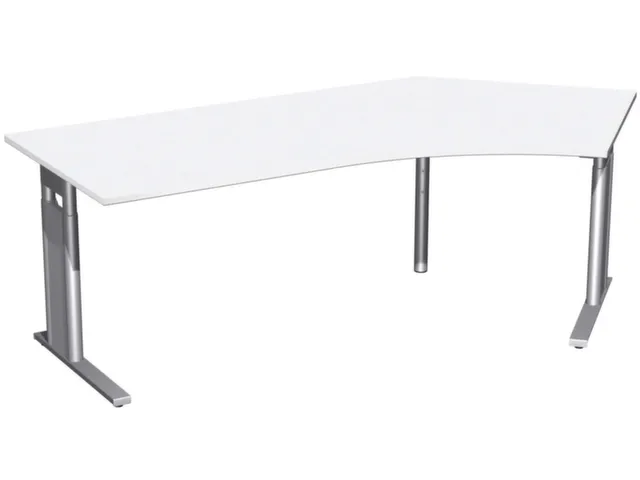 Bureau d’angle 680-820x2166x1130mm retour à gauche blanc pieds en C