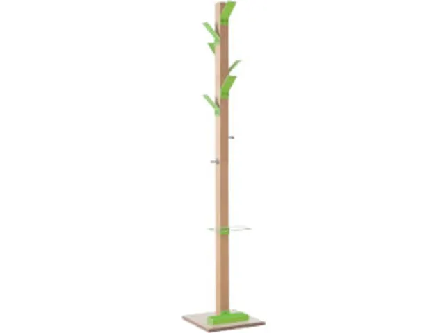 Staande kapstok 6jas-/2tashaken met parapluhouder naturel/groen