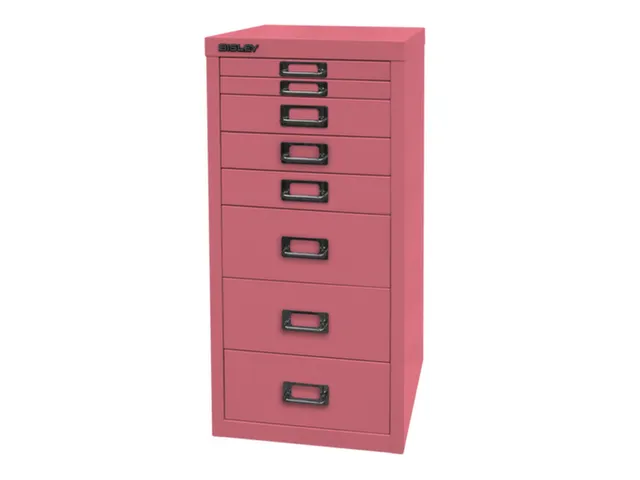kantoor-ladekast HxBxD 590x279x380mm 8 laden romp + front pink staal