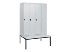 locker met bank,HxBxD 1950x1200x815mm,4vak,vak B 300mm,draaigrendel