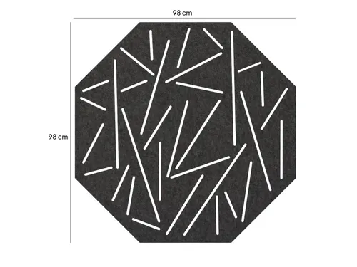 Akoestisch wandpaneel 8-hoek met patroon uitsnede 100x100cm Zwart