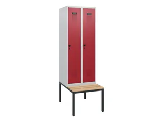 locker met bank,HxBxD 1950x600x815mm,2vak,vak B 300mm,draaigrendel - 2