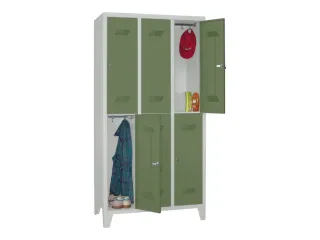 dubbeldekse locker,HxBxD 1850x900x500mm,3x2vak.,RAL7035,front RAL6011 - 2