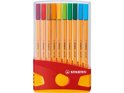 Fineliner STABILO point 88 ColorParade rollerset geel/rood F ass 20st