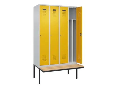 locker met bank,voor scheiding van kleding,HxBxD 2120x1200x815mm,4vak