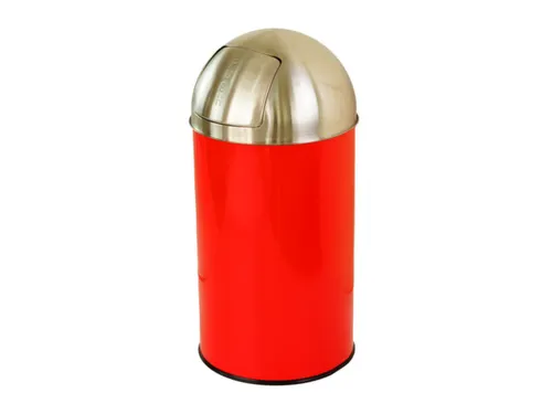 RVS afvalbakken,50l,HxØ 730x350mm,binnenbak staal,romp RVS rood