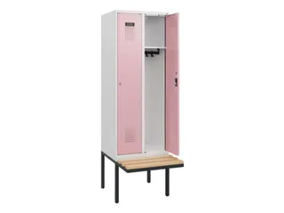 locker met bank,HxBxD 1950x600x815mm,2vak,vak B 300mm,cilinderslot - 1
