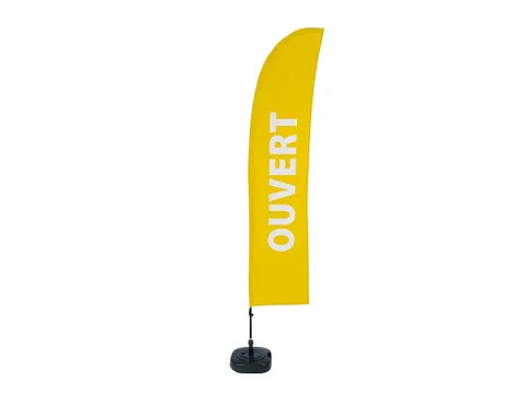 Beachflag 430cm complete set "OUVERT" Geel