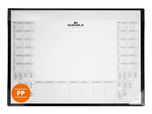 Schrijfonderlegger 600x430mm kalender PP zwart