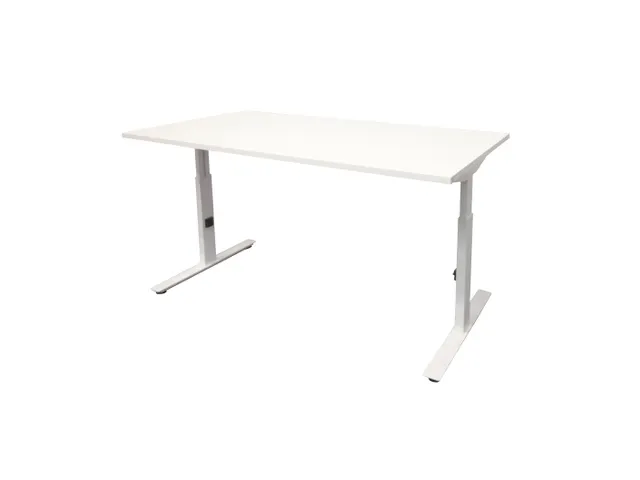 Bureau Linesto Plus Hoogte instelbaar 200x80cm Krijtwit, T-poot Wit