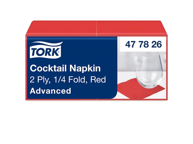Tork 477826 Cocktailservet Advanced Rood 24x24cm