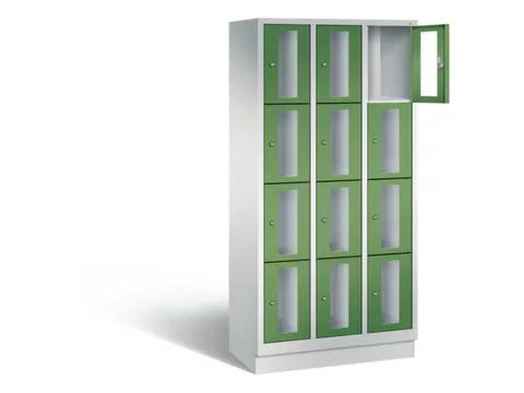 Lockerkast 1800x900x500mm 3x4 vakken Cilinderslot, Sokkel, RAL6011