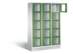 Lockerkast 1800x1200x500mm 3x5 vakken Cilinderslot, Sokkel, RAL6011