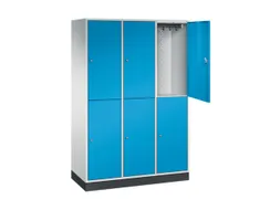 Dubbeldekse garderobekast,RAL 7035/RAL 5012,HxBxD 1950x1220x500mm
