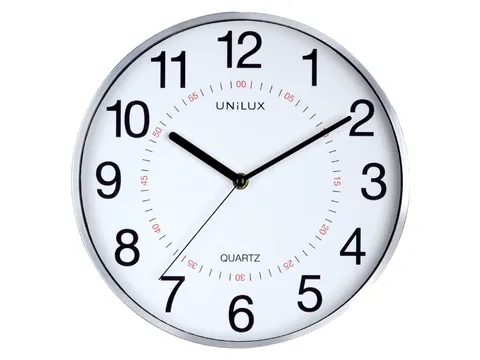 Wandklok Unilux Aria Ø30,5cm zilvergrijs/wit cijferaanduiding