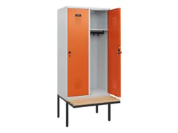 locker met bank,HxBxD 1950x800x815mm,2vak,vak B 400mm,draaigrendel