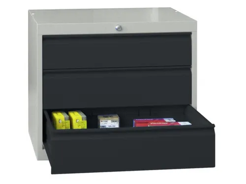 ladekast 600x715x600mm 3laden cilinderslot RAL7035 front RAL7016