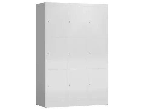 Lockerkast 1800x1185x500mm 3x3 vakken cilinderslot, sokkel, RAL7035