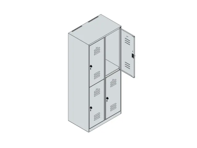 dubbeldekse locker,HxBxD 1850x800x500mm,2x2vak.,vak B 400mm