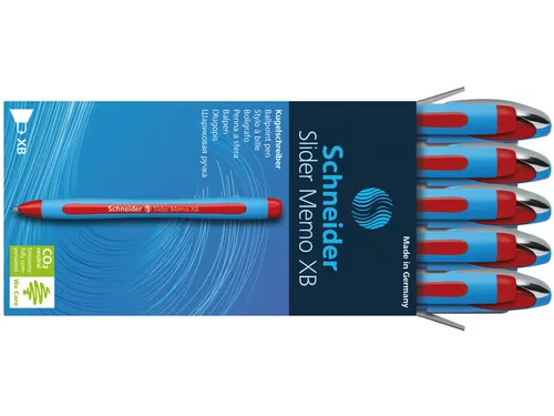 Balpen Schneider Slider Memo XB 1,4mm kogelbreedte rood