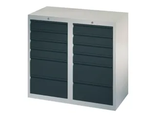 ladekast HxBxD 900x1000x500mm 12laden RAL7035 front RAL7016 - 1