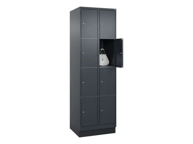 lockerkast,HxBxD 1950x600x500mm,2x4vakken,vak B 300mm,cil.-slot,sokkel