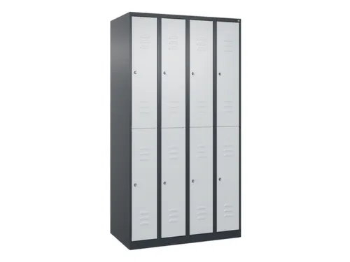 dubbeldekse locker,HxBxD 1850x1000x500mm,4x2vak.,vak B 250mm,cil.-slot
