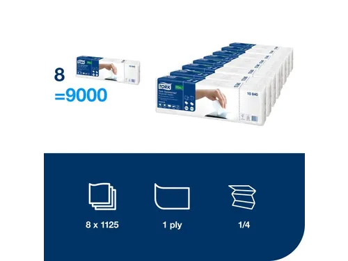 Tork 10840 Xpressnap servet Wit 1/4-vouw 21,7x33 cm 1-laags 8x1125st.