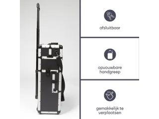 Gereedschapskoffer Aluminium Trolley 370x270x670mm Zwart - 4