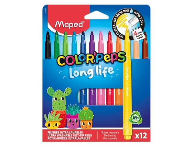 Feutre de coloriage Maped Color’Peps Long Life 2.0 set 12 pièces as