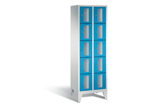 Lockerkast 1850x610x500mm 2x5 vakken Cilinderslot Poten, RAL5012