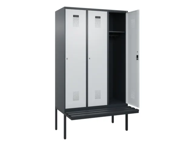 locker met bank,HxBxD 2120x1200x815mm,3vak,vak B 400mm,cilinderslot