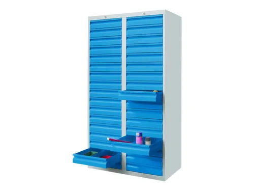 ladekast HxBxD 1800x1000x500mm 34laden RAL7035 front RAL5012