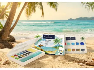 Waterverf Faber-Castell box 12 kleuren en waterpenseel - 4