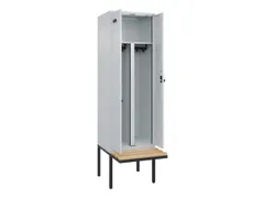 PBM-locker met bank,HxBxD 2120x600x815mm,2vak,vak B 300mm,draaigrendel