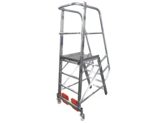 verrijdbare treden-platformladder,eenzijdig,5trede(n),stand H 1,1m - 2