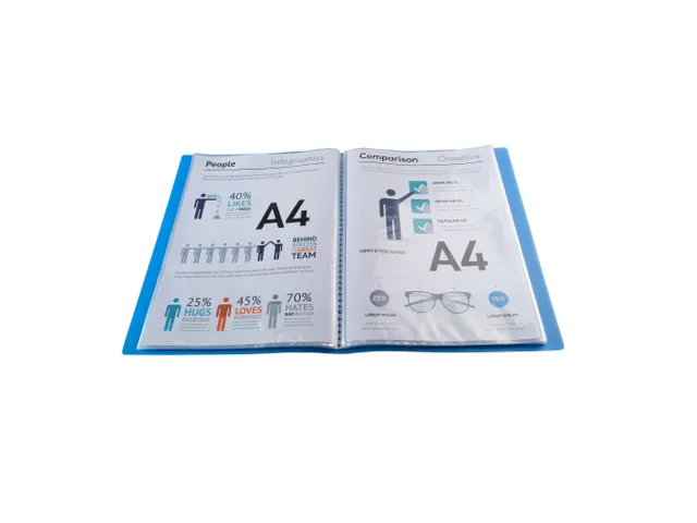 Showalbum Chromaline PP met vaste rug 100 tassen A4 Assorti