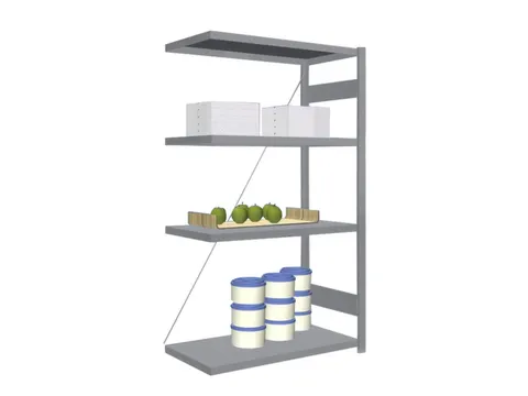 Rvs Inhaakstelling Aanbouw 1750x1010x535mm 4legborden Vaklast 200kg