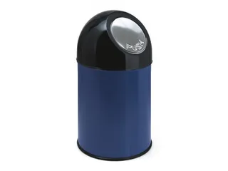 Afvalbak met pushdeksel en binnenemmer 30 Liter Blauw - 1