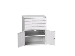 ladekast HxBxD 1000x800x550mm 4laden 2deuren RAL7035 front RAL7035