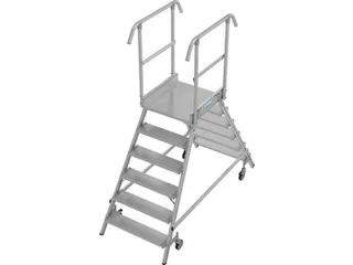 bordestrap,verrijdbaar,bordes H 1,45m,2x6treden,aluminium,4zwenkwielen - 2