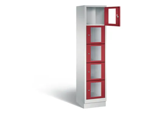 Lockerkast 1800x420x500mm 1x5 vakken Cilinderslot, Sokkel, RAL3003