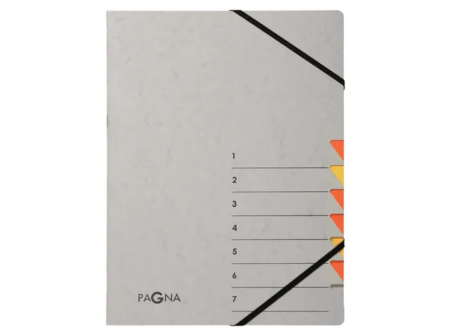 Sorteermap Pagna Easy 7 vaks A4 Grijs/oranje karton