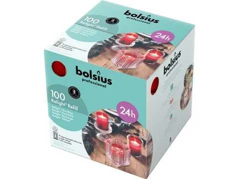 Bolsius ReLight navulling rood 24 uur doos 100 stuks