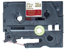 Labeltape Brother P-touch TZe-RW54 24mm goud op wijnrood