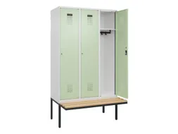 locker met bank,HxBxD 2120x1200x815mm,3vak,vak B 400mm,cilinderslot